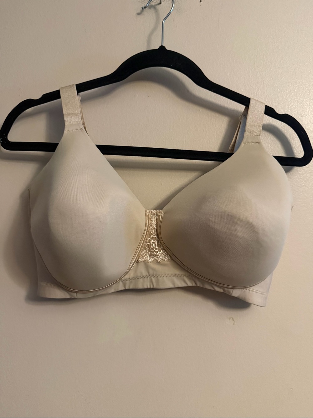 Smooth Light Beige Wire Free Bra with Lace Accent